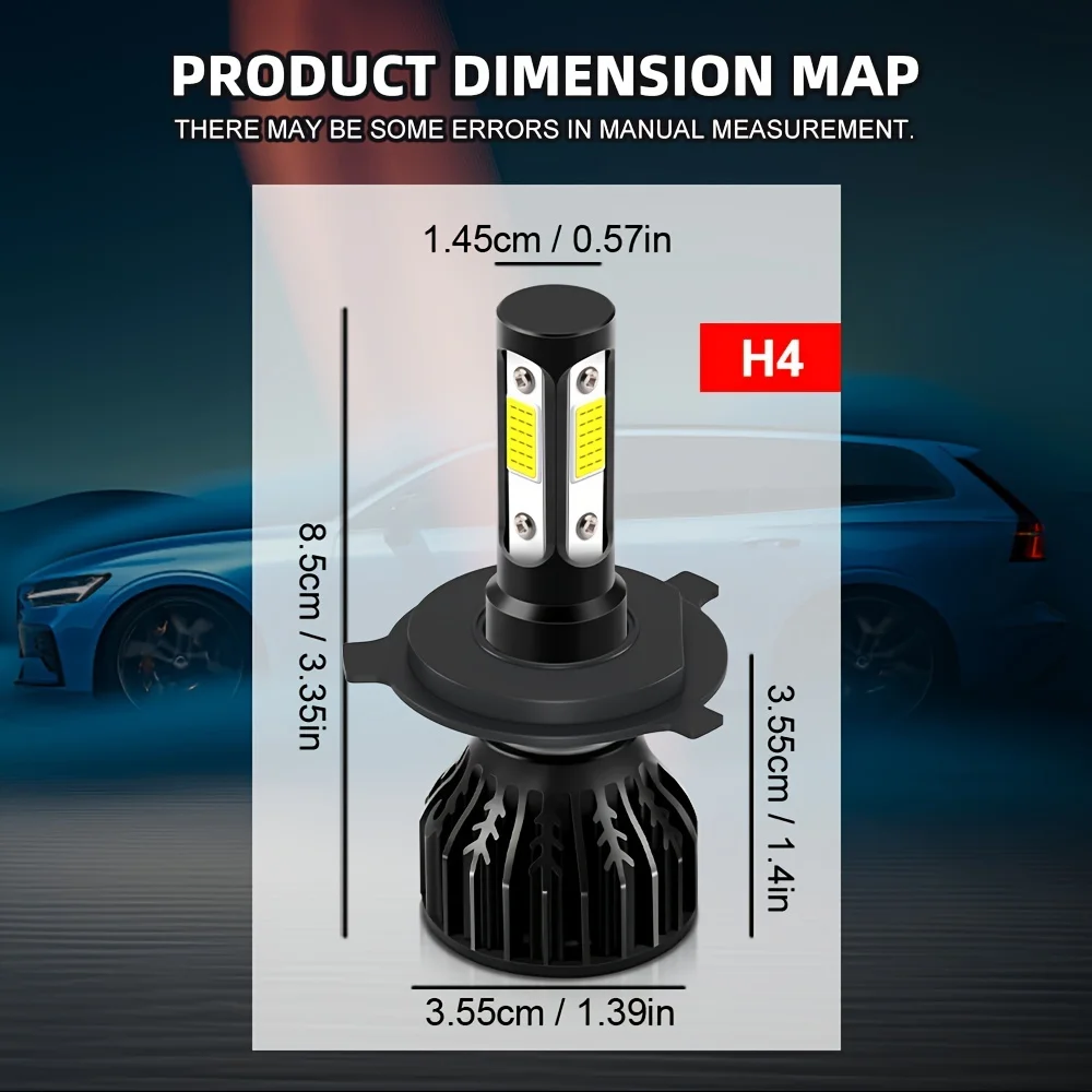 Headlight Hi/Lo Beam + Fog Light Bulbs Combo H4 H11 FitFor Fiat 500X (334) (2014-) 500% Brightness 38000LM 6000K White