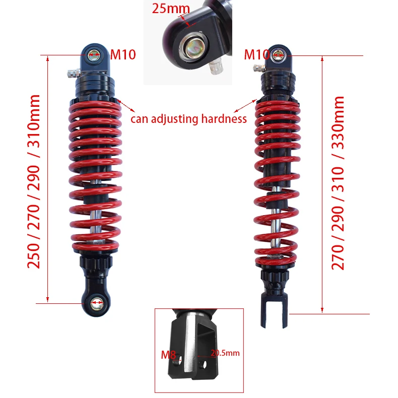 Ammortizzatore Posteriore Per Moto E ATV 50cc-125cc | 270mm Per Dirt Bike, Pit Bike E Go Kart - Foto 9