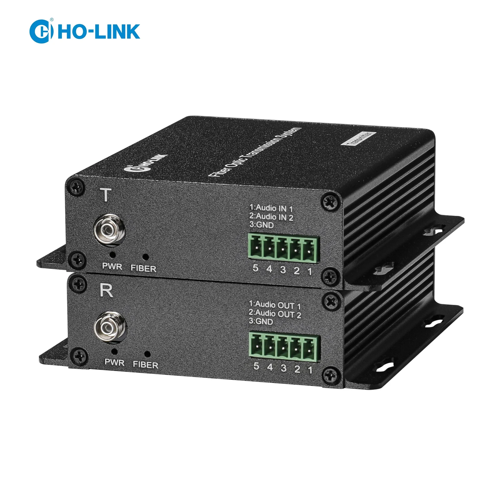 Fiber Optic Converter 2 channel forward phoenix terminal audio,single fiber single mode 20KM FC connector