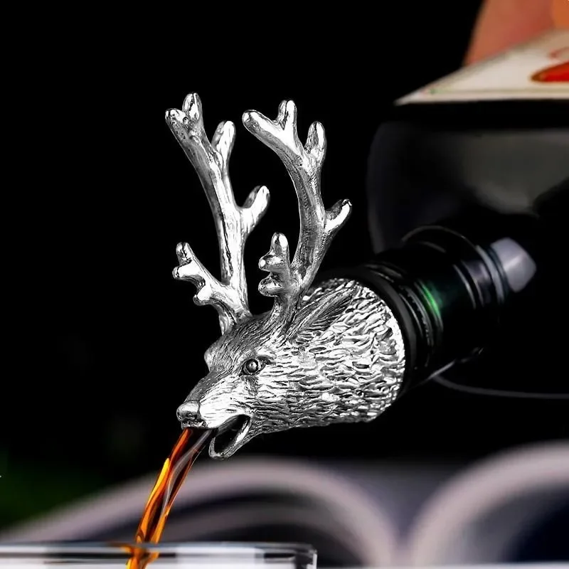 Dispenser for Wine Jagermeister Zinc Alloy Deer Elk Lion Head Mouth Wine Pourer Wines Extractor Silver Pourers Bar Accessories