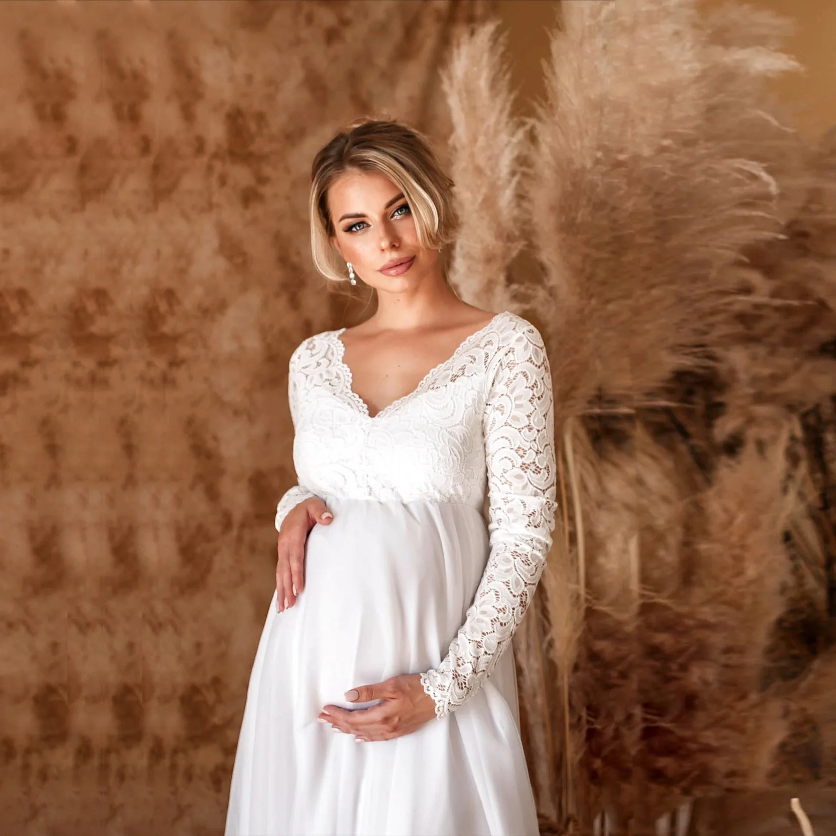 Off White Long-Sleeve Baby Shower Gown – iwearmystyle