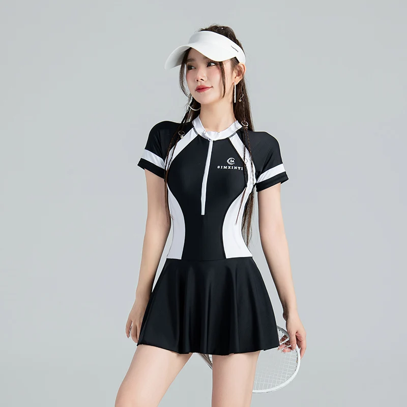 

Wisuwore Swimwear Women's Skirt Style Long Sleeve One Piece Slimming Sun Protection Sports Swimming Fashion Hot Spring Swimwear