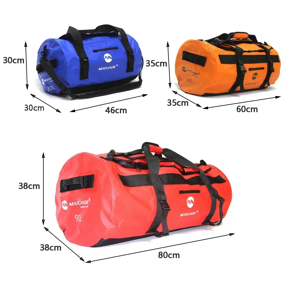 30L/60L/90L Waterproof Kayak Duffel Bag Dry Saddle Luggage Storage Beach Rafting Motorcycle Travel Camping Swimming Bags