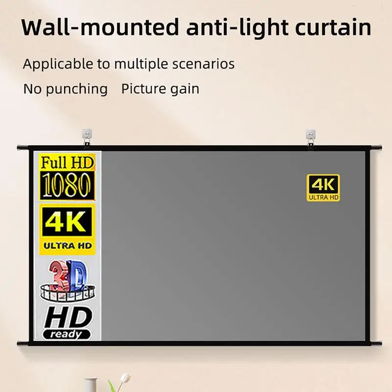 Home Movie Screen Projector Curtain Polyester Light Resistant Soft