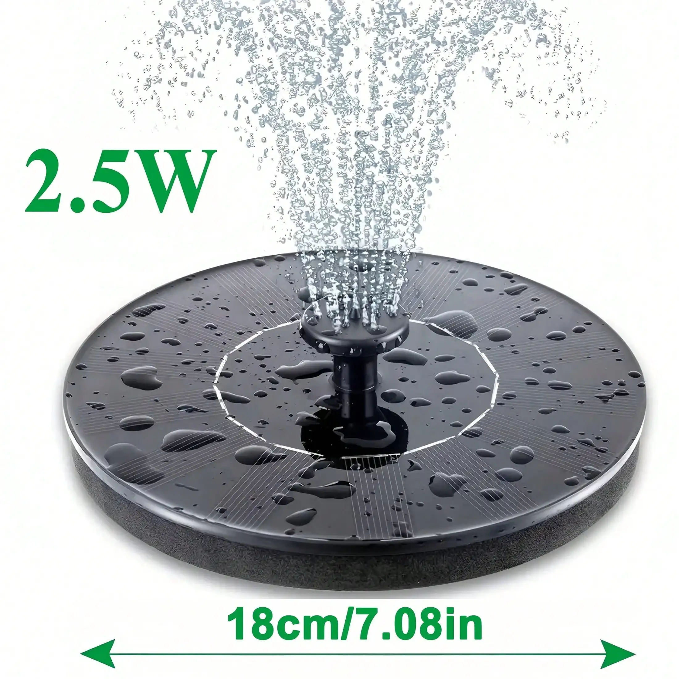 1pc Solar Powered Fountain, Outdoor Landscape Fountain Water Pump Suitable For Birds, Bees And Butterflies - Includes 2 Connecting Rods And 8 Nozzle Types, Wired Solar Powered, No Battery Required, Suitable For Garden 2