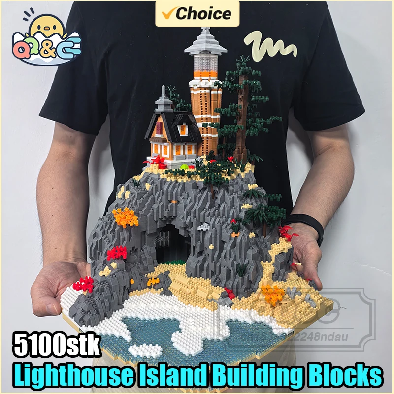 Lighthouse Island Building Blocks Toy Set with Light for Kids