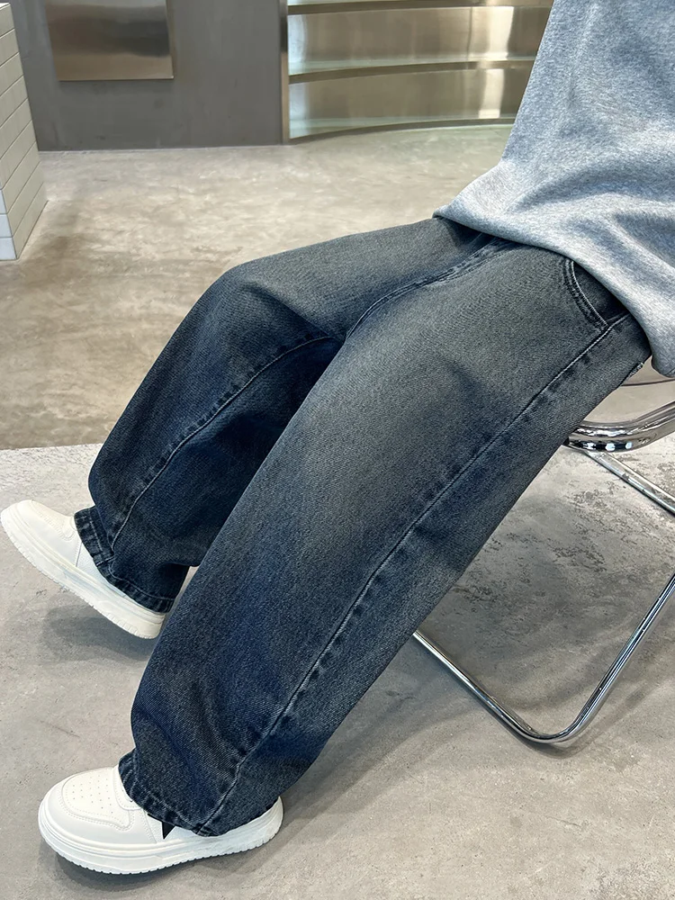 Boys Jeans Spring Autumn Fashionable Wide Leg Straight Casual Kids Denim Pants Trendy Children's Clothing Elastic Waistband - 3