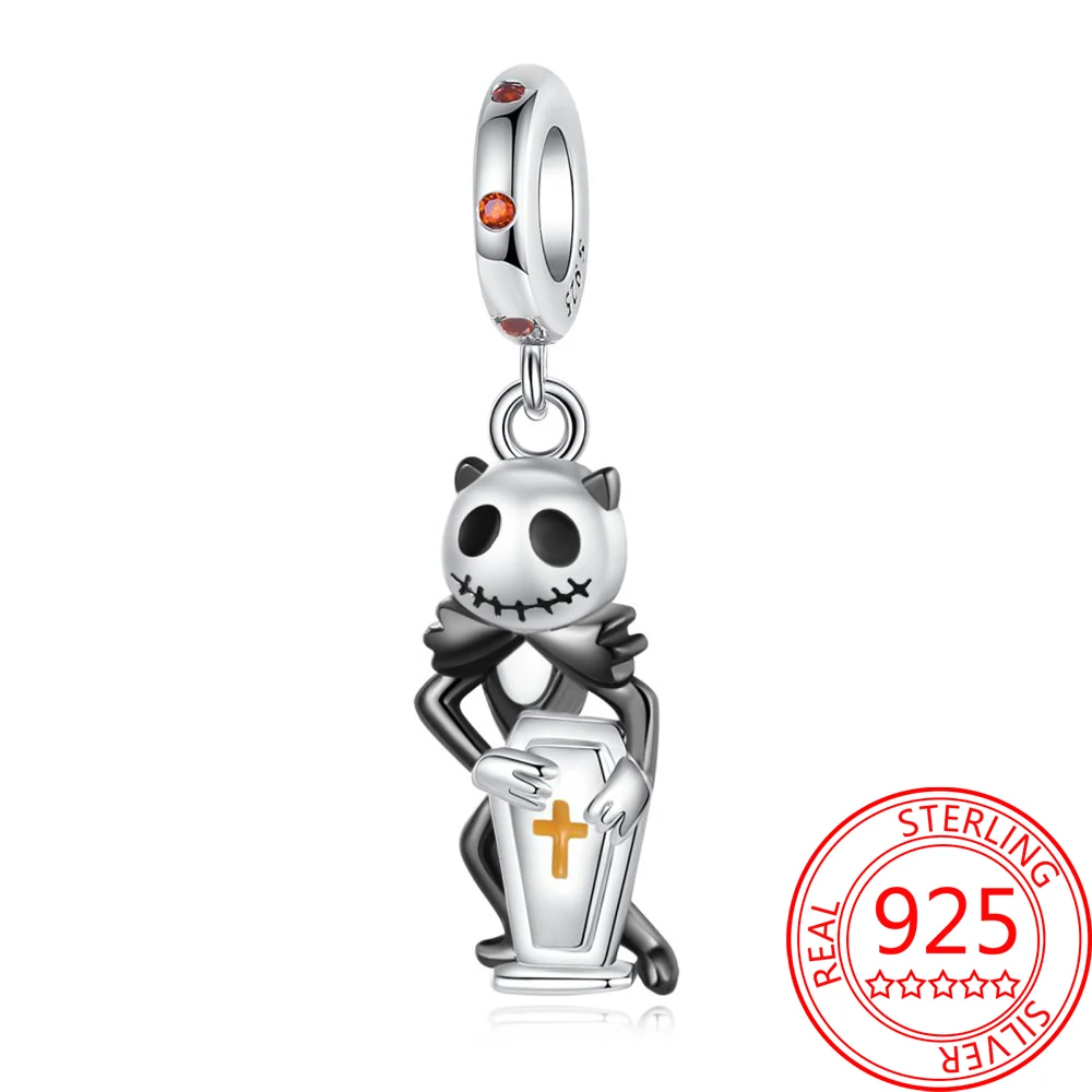 

Женская подвеска из серебра 925 пробы в виде черно-белого медведя-марионетки, подходит для браслета Пандоры, праздничные подарки