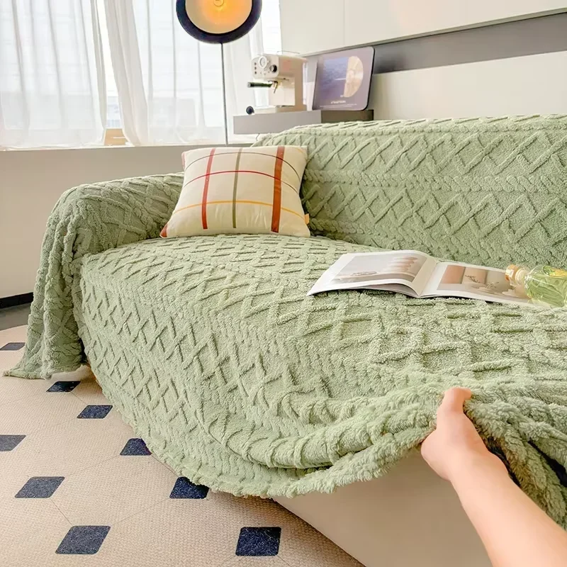 Super Warm Blanket for Sofa Coral Fleece Sofa Blanket Towel for Winter Soft Thick Couch Cover for Living Room 1/2/3/4 Sofa Cover 2