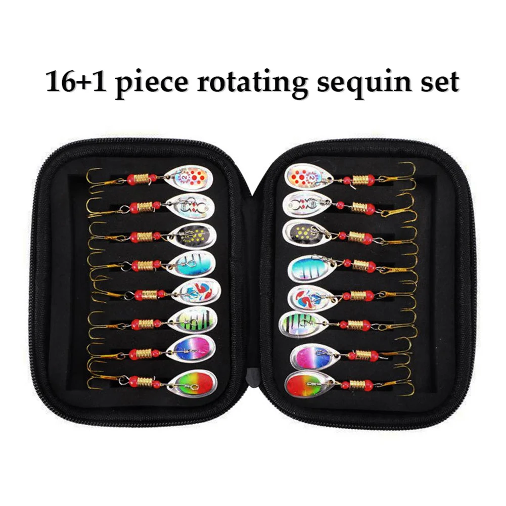 

16PCS Spinner Lures 6cm Metal Sequins Spinner With Tackle Storage Bag For Trout Bass Salmon Pike Walleye Fishing Drop shipping