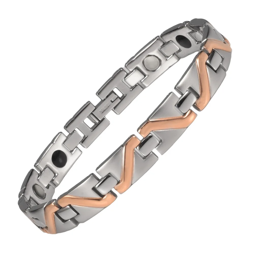 

Titanium Steel Rose Gold-plated Magnetic Negative Ion Anti-radiation Health Bracelet Anti-oxidation and Anti-fatigue Bracelet