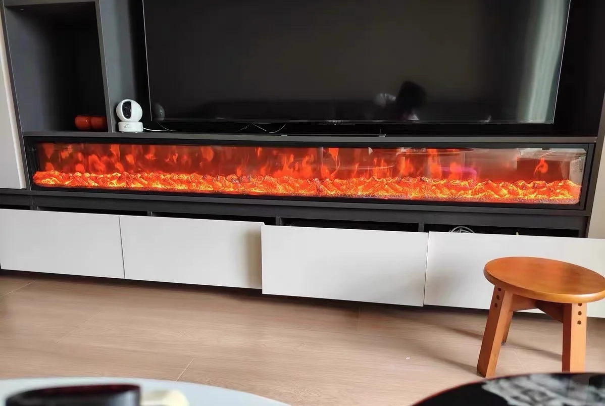 Modern independent intelligent 220v electric fireplace 55 inch modern decorative realistic flame electric fireplace YX231TB