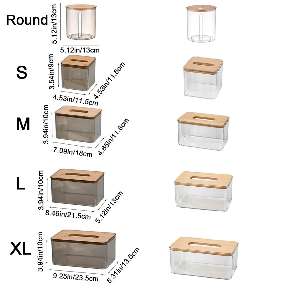 Tissue dispenser Ins Style Minimalist Wooden Tissue Box Rectangular Transparent Toilet Paper Holder Decorative with Bamboo Lid