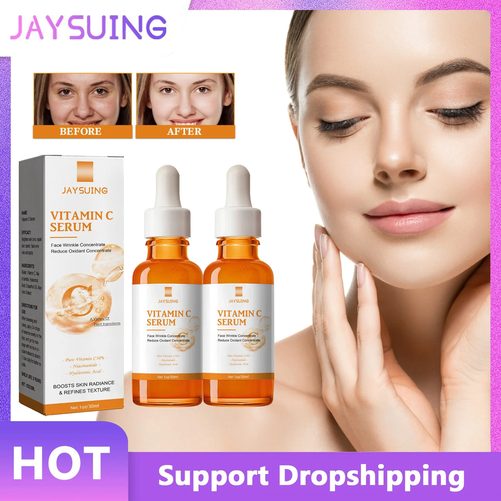 

Vitamin C Anti-aging Essence Instant Remove Wrinkles Reduce Fine Lines Fade Spots Brightening Skin Moisturizing Firming Essence