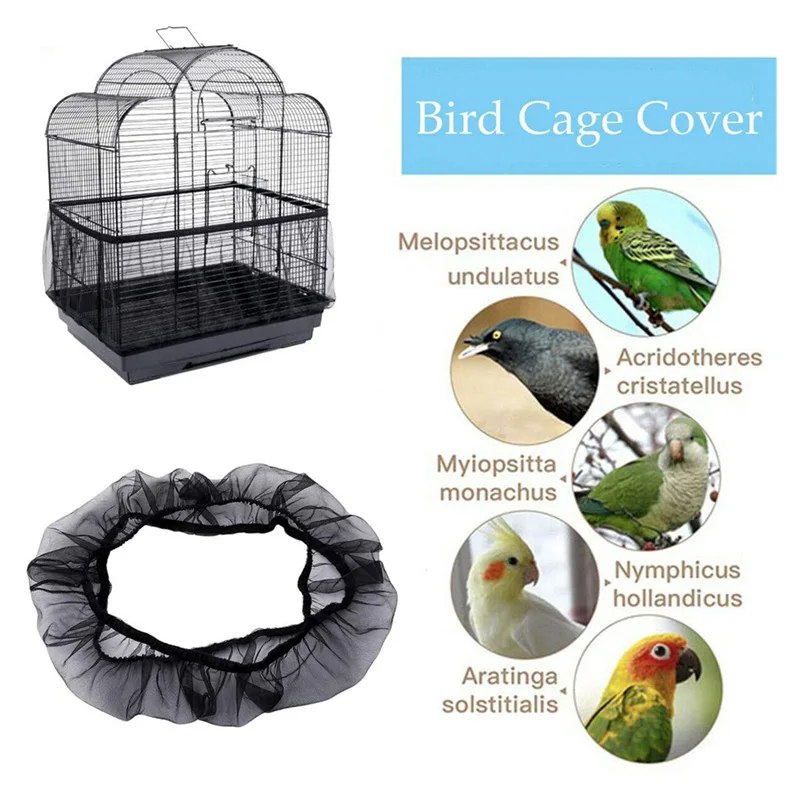 Mesh Splash proof Bird Parrot Cover Easy Cleaning Receptor Seed Guard Bird Cage Accessories Parrot Thrush Lark Nest Cover M L bird cage cover bird cage accessories