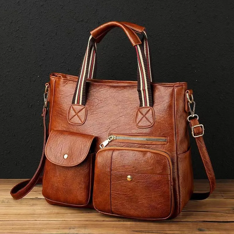 Damen handtasche Damen Umhängetasche Mode Geldbörse Vintage Ledertasche große Kapazität Handtasche geneigte Umhängetasche Mamas Tasche