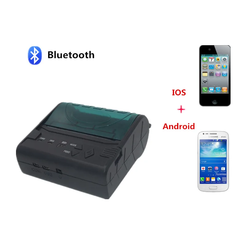 

ZJ-8003 POS Cash Register Bill Wireless Bluetooth Android IOS Mobile APP Portable Mini 80mm Thermal Receipt Printer 90MM/S