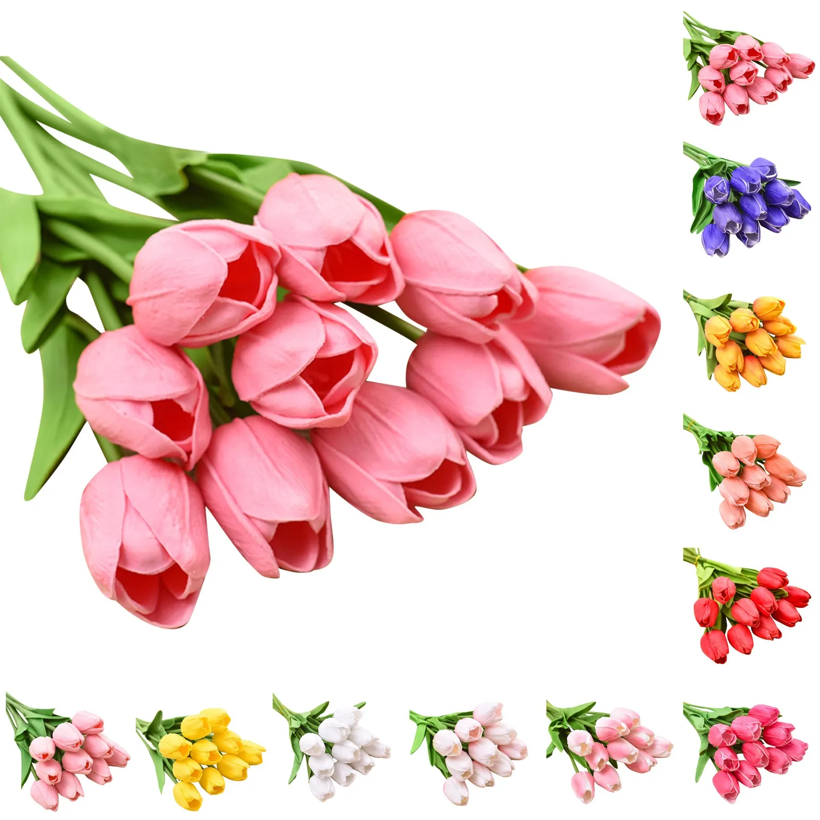 튤립 꽃 인공 튤립 부케, PE 폼 가짜 꽃 웨딩 장식, 가정 정원 부케 장식 선물, 1 개 