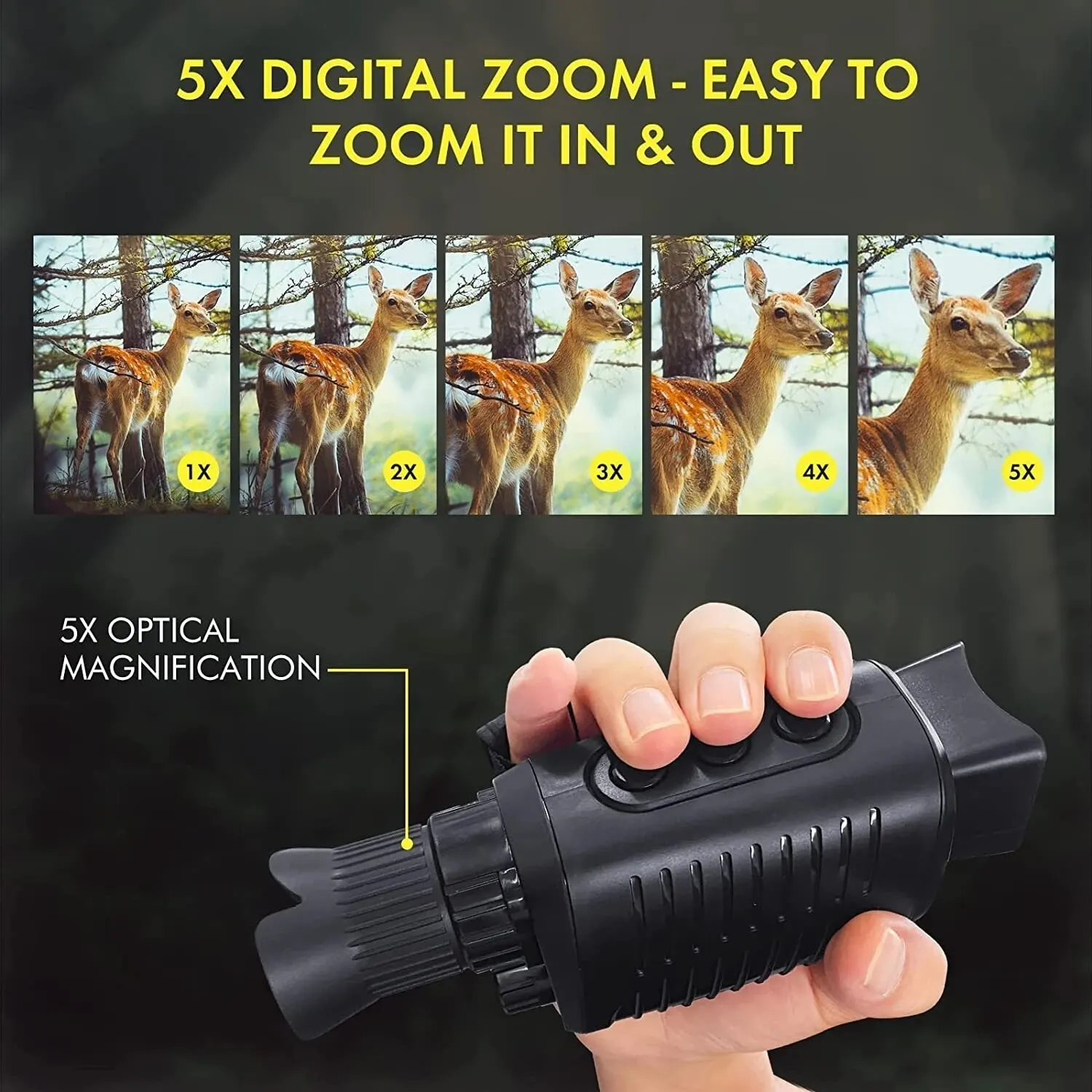 Monocular Night Vision Device 1080P HD Infrared Camera 5X Digital Light Zoom Hunting Telescope Outdoor Search Full Darkness 300m 5 Monocular Night Vision Device 1080P HD Infrared Camera 5X Digital Light Zoom Hunting Telescope Outdoor Search Full Darkness 300m 5