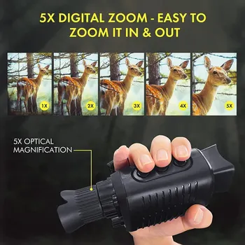 Monocular Night Vision Device 1080P HD Infrared Camera 5X Digital Light Zoom Hunting Telescope Outdoor Search Full Darkness 300m 5
