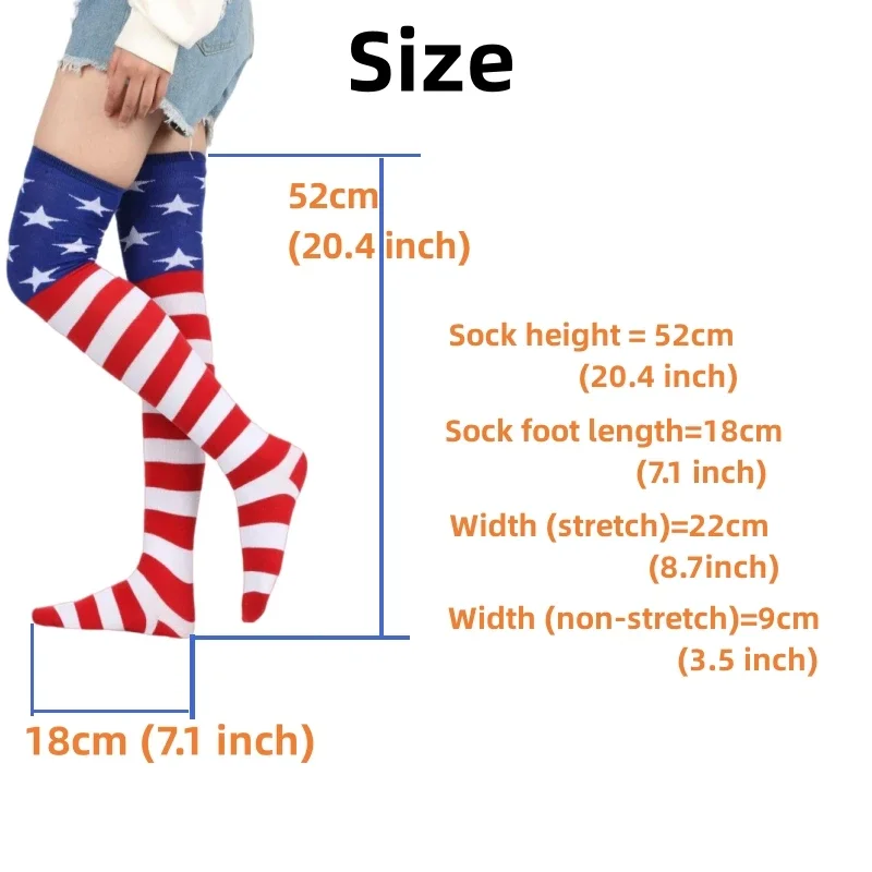 Star Spangled Banner Socks American Flag Stockings USA Star Socks for Women Over Knee Socks