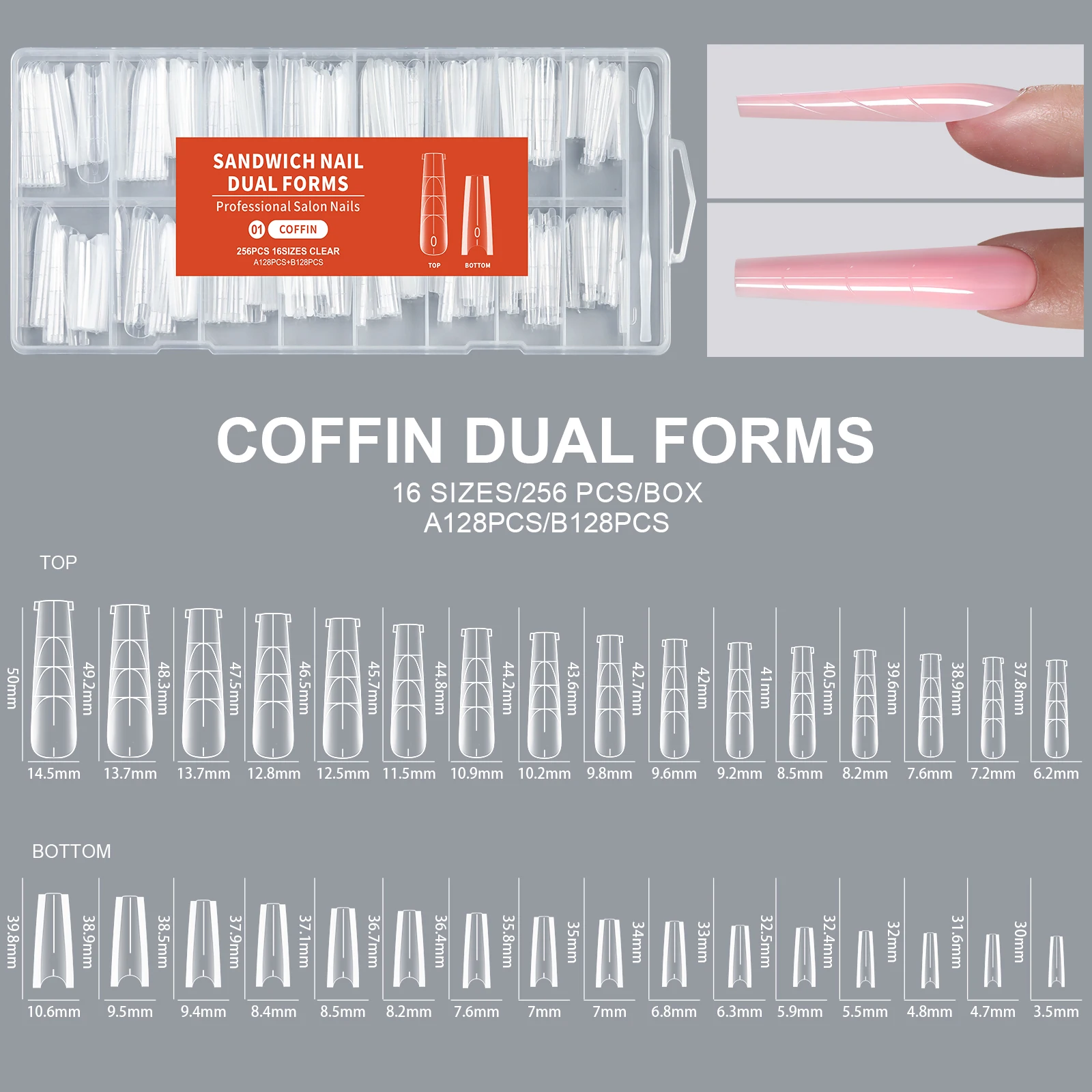 Professional Dual Nail Extension Forms 256 Pcs Kit Top Bottom Mold_voghion.com