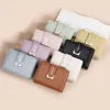 Fashion Solid Color Women Short Wallet Travel Organizer Fold Card Holder Coin Bag Ins Pu Luxury Small Purse For Gift 1