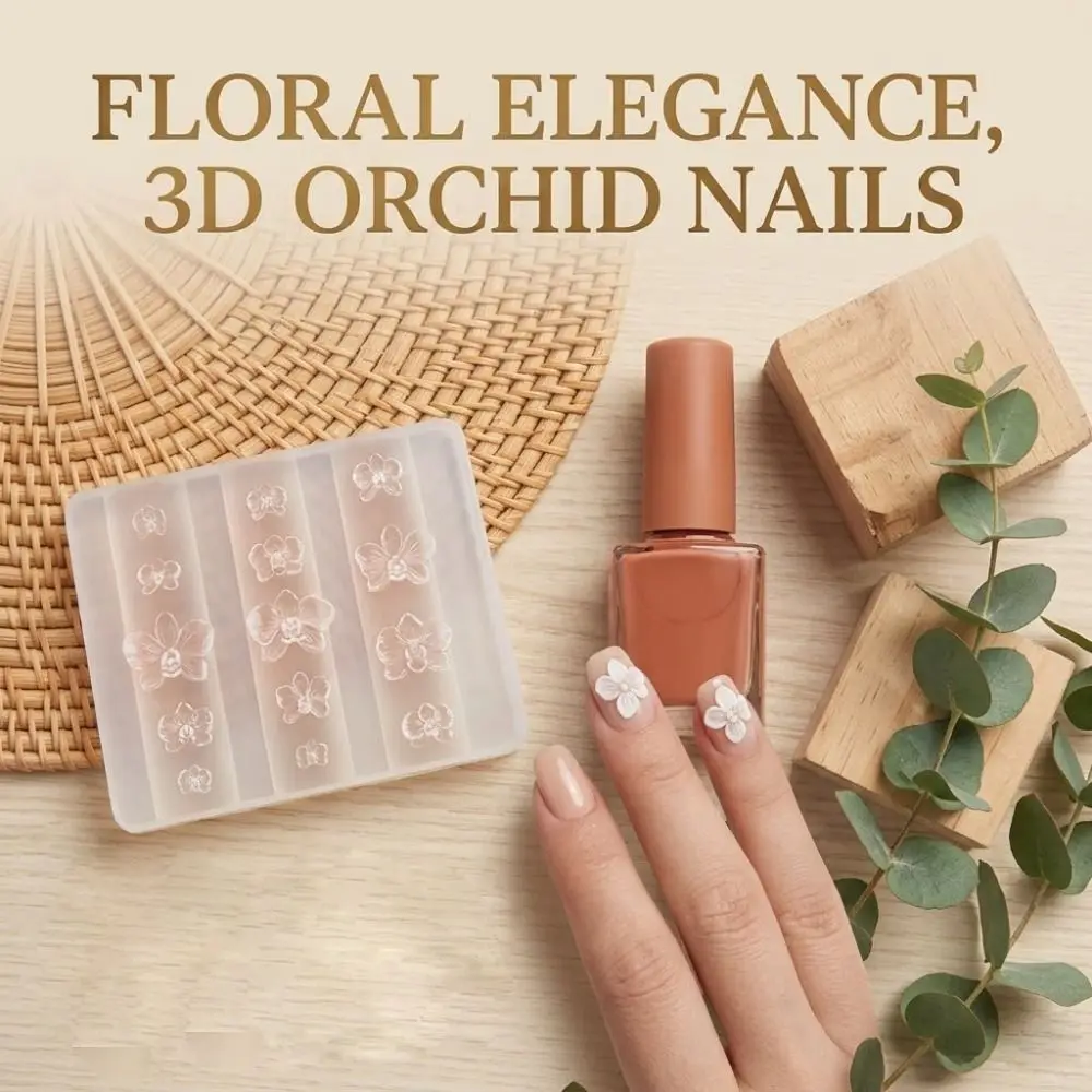 실리콘 네일 아트 조각 템플릿 꽃무늬 조각 템플릿 실리콘 네일 몰드 나비 난초 디자인 재사용 가능