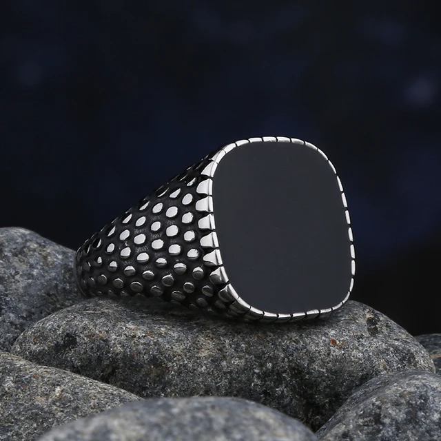 90907-b23bf6.jpg Bagues en acier inoxydable avec pierre d'agate noire pour hommes et femmes, bijoux de mariage de haute qualité, cadeaux simples, mode, livraison directe