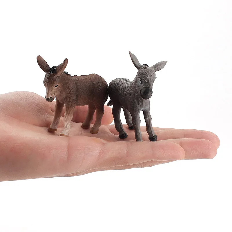 Simulation Animal Little Donkey Educational Children's Cognitive Model Micro Ornaments Plastic Decoration Baby Toy Gift A0425 miniature figurines