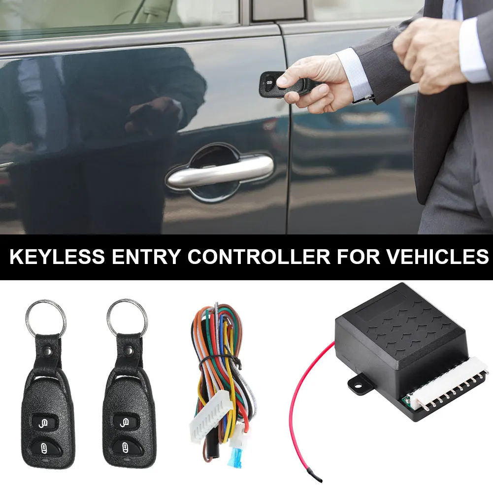 12V Auto Locking Security Keyless Entry Kit Universal Vehicle Door Lock Anti-Theft System Portable Auto Remote Central Kit