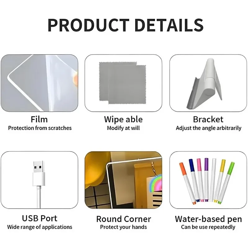 Personalized LED Lamp Acrylic Message Note Board Erasable USB Childrens Drawing Board Bedroom Night Light Birthday Kids Gift