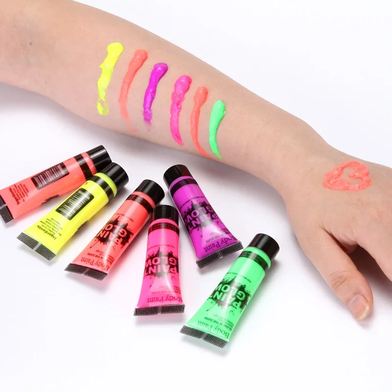 Фото Неоновая флуоресцентная краска для боди-арта, 5 шт. №5