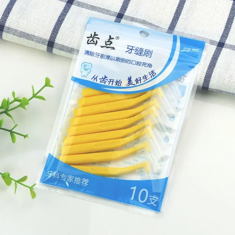Interdental brushes 10Pcs L Shape Push-Pull Orthodontic Toothpick Teeth Whitening Oral Hygiene Care