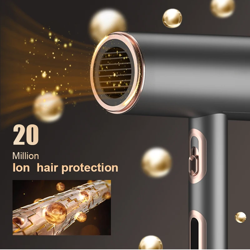HATV Professional Hair Dryers Negative Ion 220V Hot & Cold 2200W High Power Blue Light Anti-static Blow Dryer Home Appliance