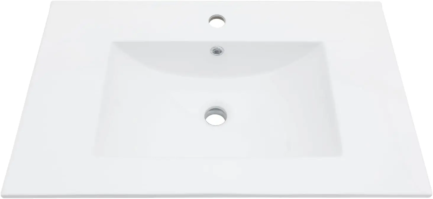 USA 30 Inch Bathroom Vanity Sink Tops - White Drop In Bathroom Sink Ceramic Topmount Rectangular Vanity Top with Overflow 6