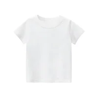 2025 Summer Solid Color Children Cotton T-shirt for Boys Girls White Tops Tees Kids Clothes 2-10Y 1
