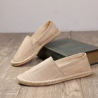 Gentleman Casual Comfort Bohemian Slip on Lazy Shoes Summer Female Mens Flat Slip on Canvas Strap Loafers Straw Espadrilles 1