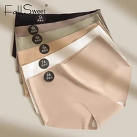 Falllsweet 4 pièces/ensemble slips en soie sans couture pour femmes culottes en soie de mûrier sous-vêtements confortables sous-vêtements doux et légers M-2XL 2
