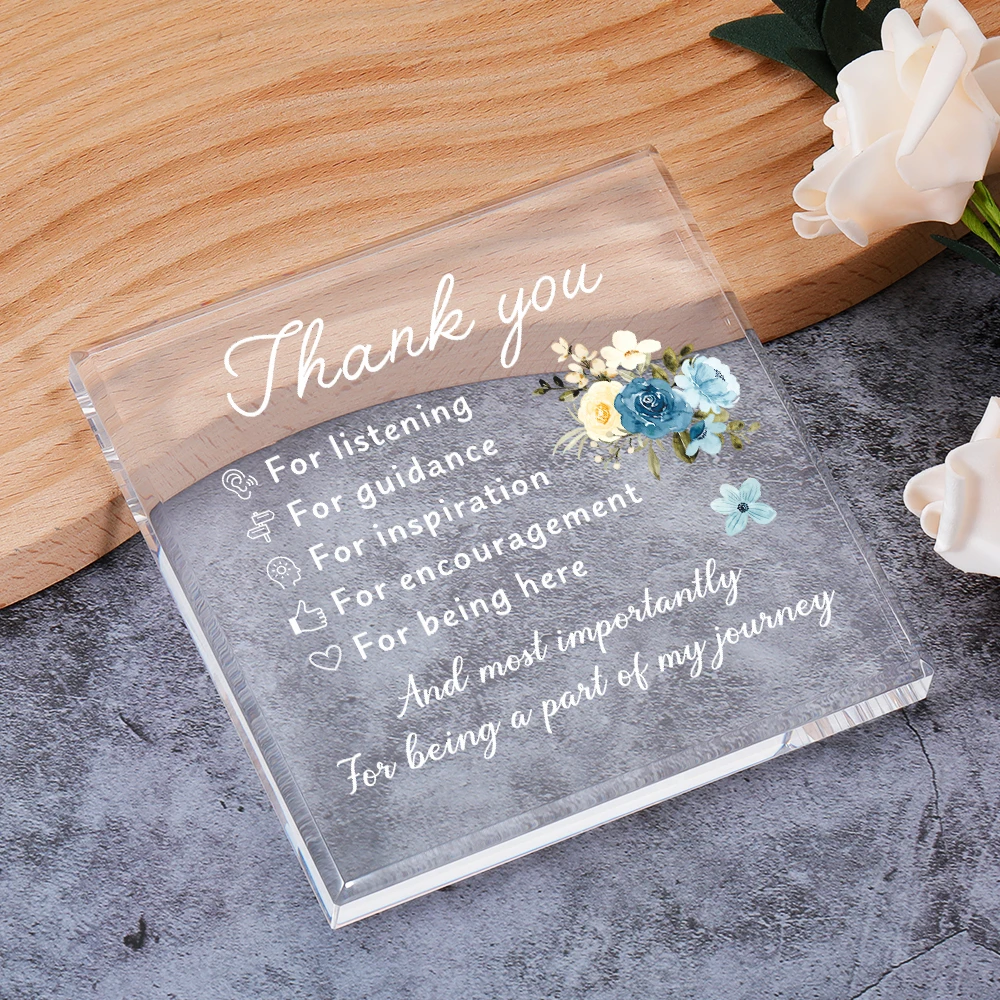 Thank You Gift for Women Men, Appreciation Gifts for Teacher Boss,  Colleague Leaving Gift, Office Desk Decoration Heart Shape Acrylic Sign  Gift-052