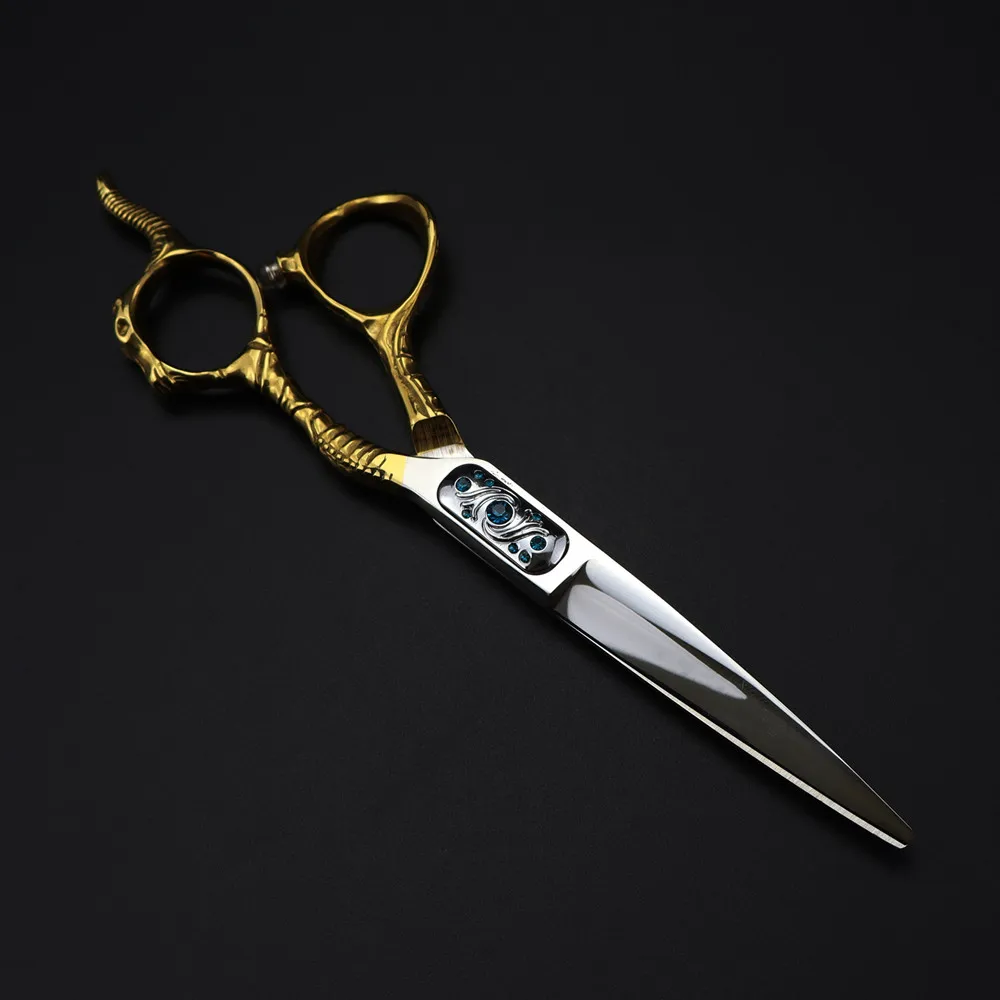 전문 JP 440c 스틸 6 인치 가위, 골드 양 헤어 가위, 헤어컷, 숱치기용 이발사 커팅 가위, 미용 가위
