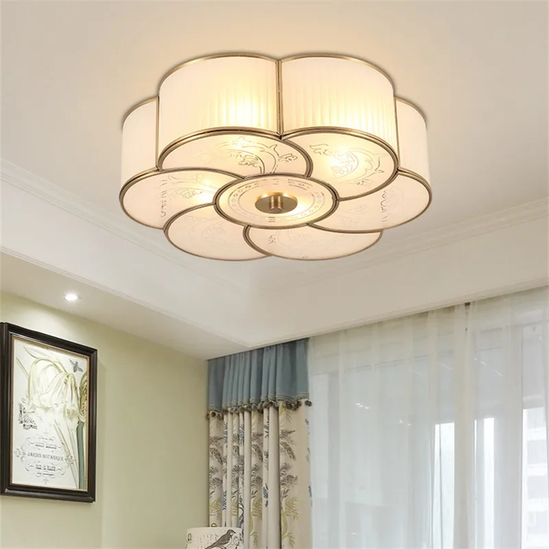 

TEMAR Nordic Flower Style Brass Ceiling Lamp Modern Light Luxury LED Creative Fixtures Decor For Home Living Bedroom