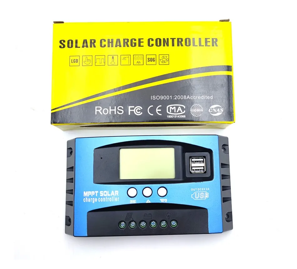 solar charge controller MPPT 30A 50A 80A 100A LCD Display 12V 24V AUTO Dual USB Solar Charge And Discharge Controller