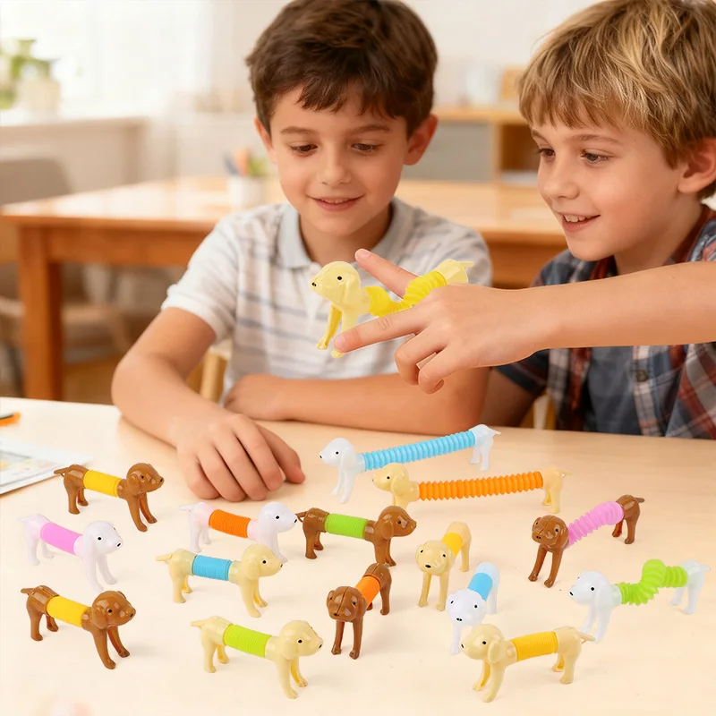 Buntes, dehnbares Hundespielzeug: Teleskopierbare Tierfiguren zur sensorischen Stresslinderung, langlebig zum Quetschen ​ Interaktives Haustier-Spielzeug Haustier-Puzzle – Detail 6