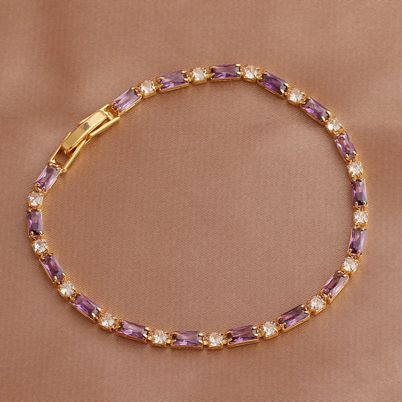 Rainbow Iced Out Zircon Tennis CZ Bracelet Women's Stretch Adjustable Bracelet Hippie Fashion Accessories Jewelry Gifts