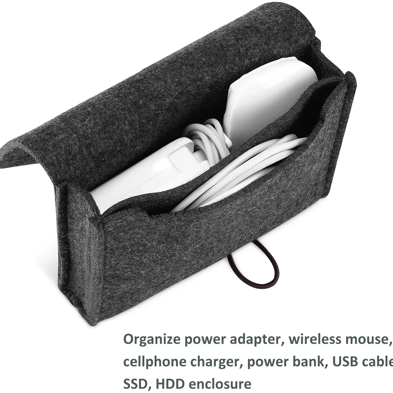 Compact Felt Cable Organizer Case for Adapters & Cables, Travel Storage Solution