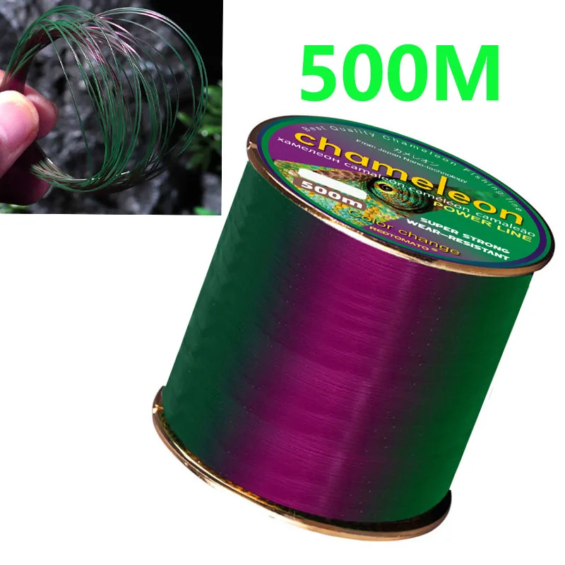 500m Color Changing Fishing Line Fluorocarbon Coat Monofilament Nylon Sea Fresh Water Carp Wire Leader Line Fishing Equipment