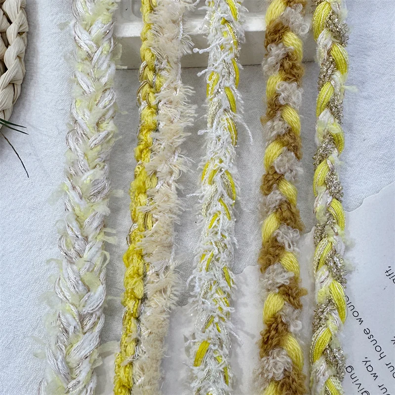 New Yellow Wool Tweed Lace High-end Pocket Clothing Accessories Collar Diy Accessories Woven Ribbon Decoration Webbing Strap