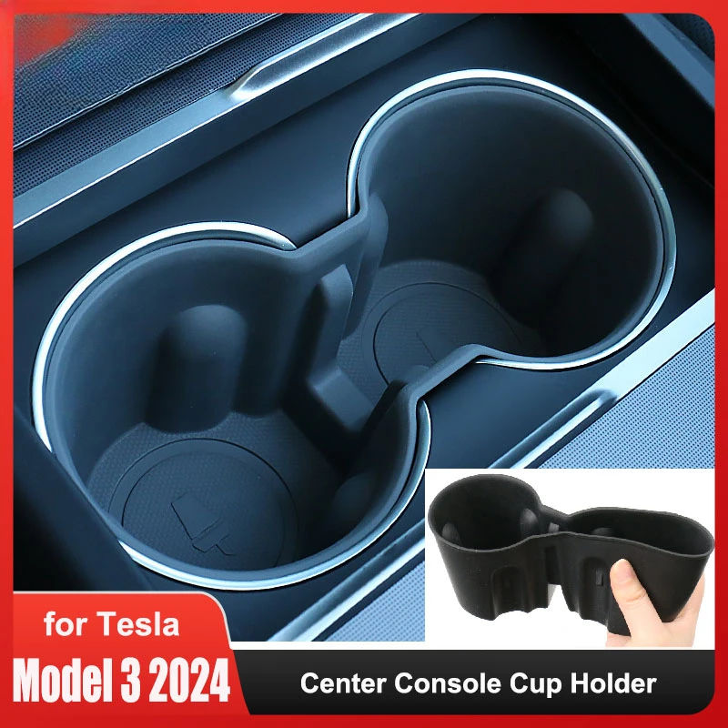 For Tesla Model 3 Highland Water Cup Holder Insert Center Console Organizer TPE Storage Box Newest Model3 Car Accessories