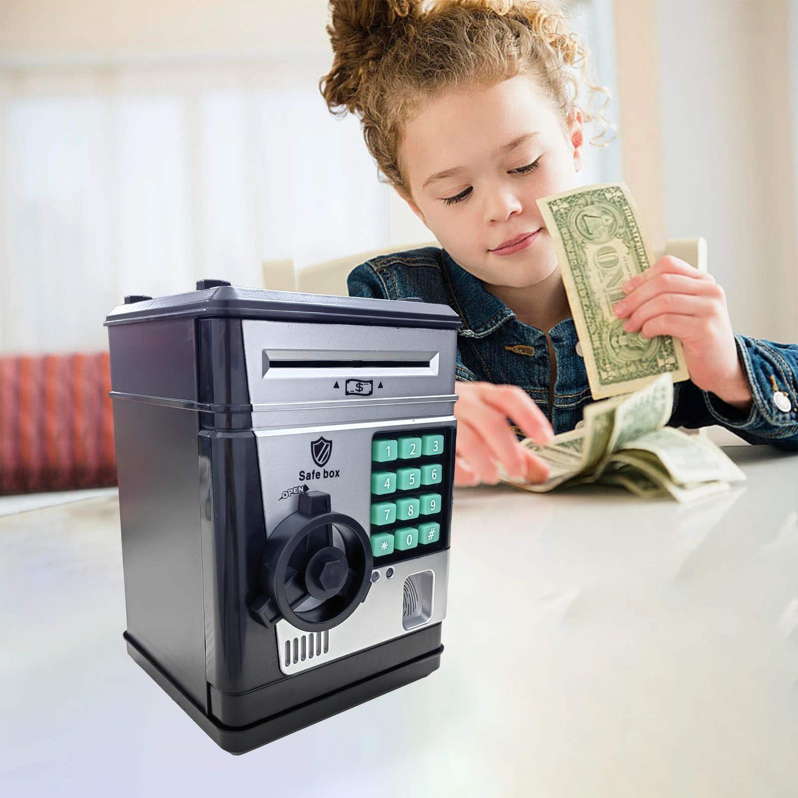 Children Savings Piggy Bank Fingerprint Password Deposit Box Music Money Cash Coins Automatic ATM Machine Safe Kids Toys Gift 5